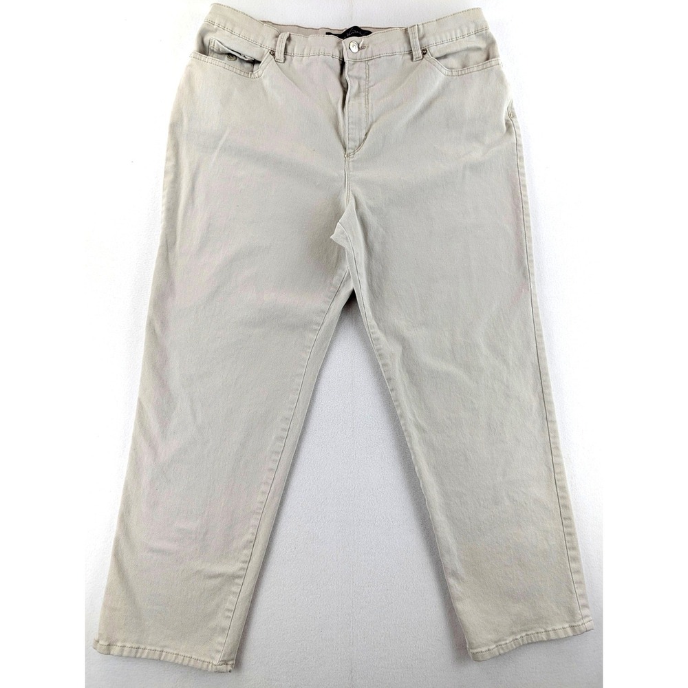 Gloria Vanderbilt Amanda Womens 18 Beige High Rise Tapered Jeans 28 Inseam
